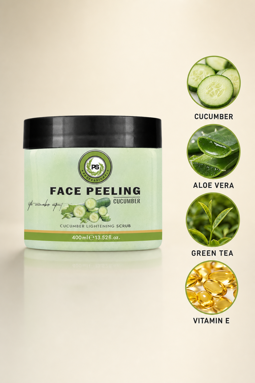 Gesichtspeeling Cucumber RONULS 400ml – Detailansicht