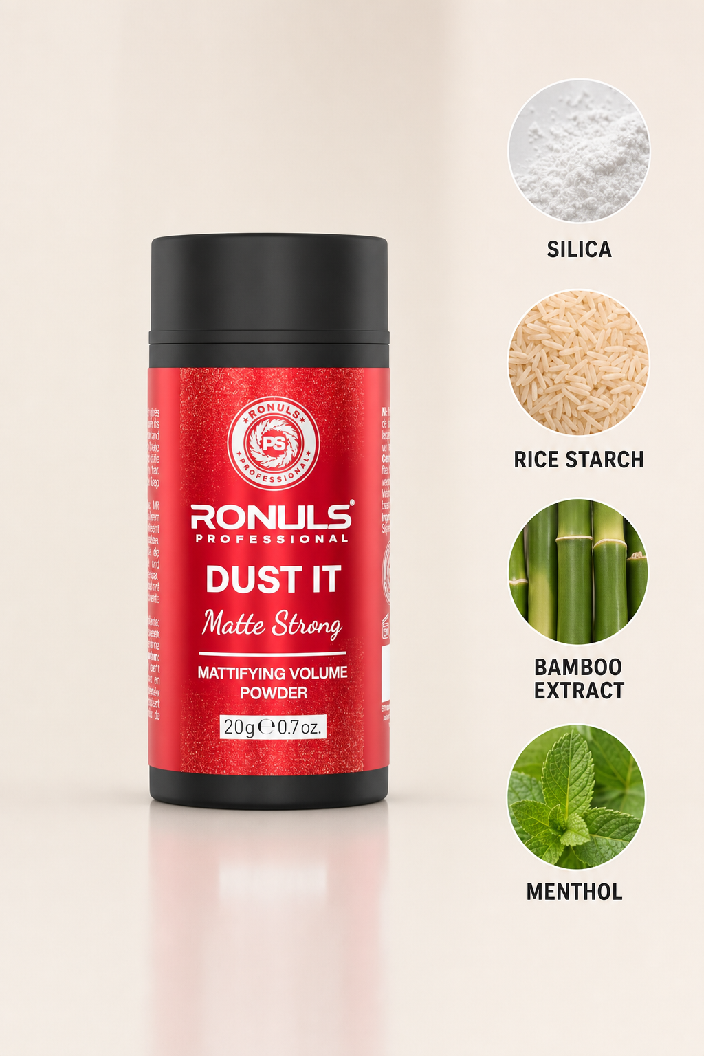 Haarpuder RONULS 20g Matte Strong – Detailansicht