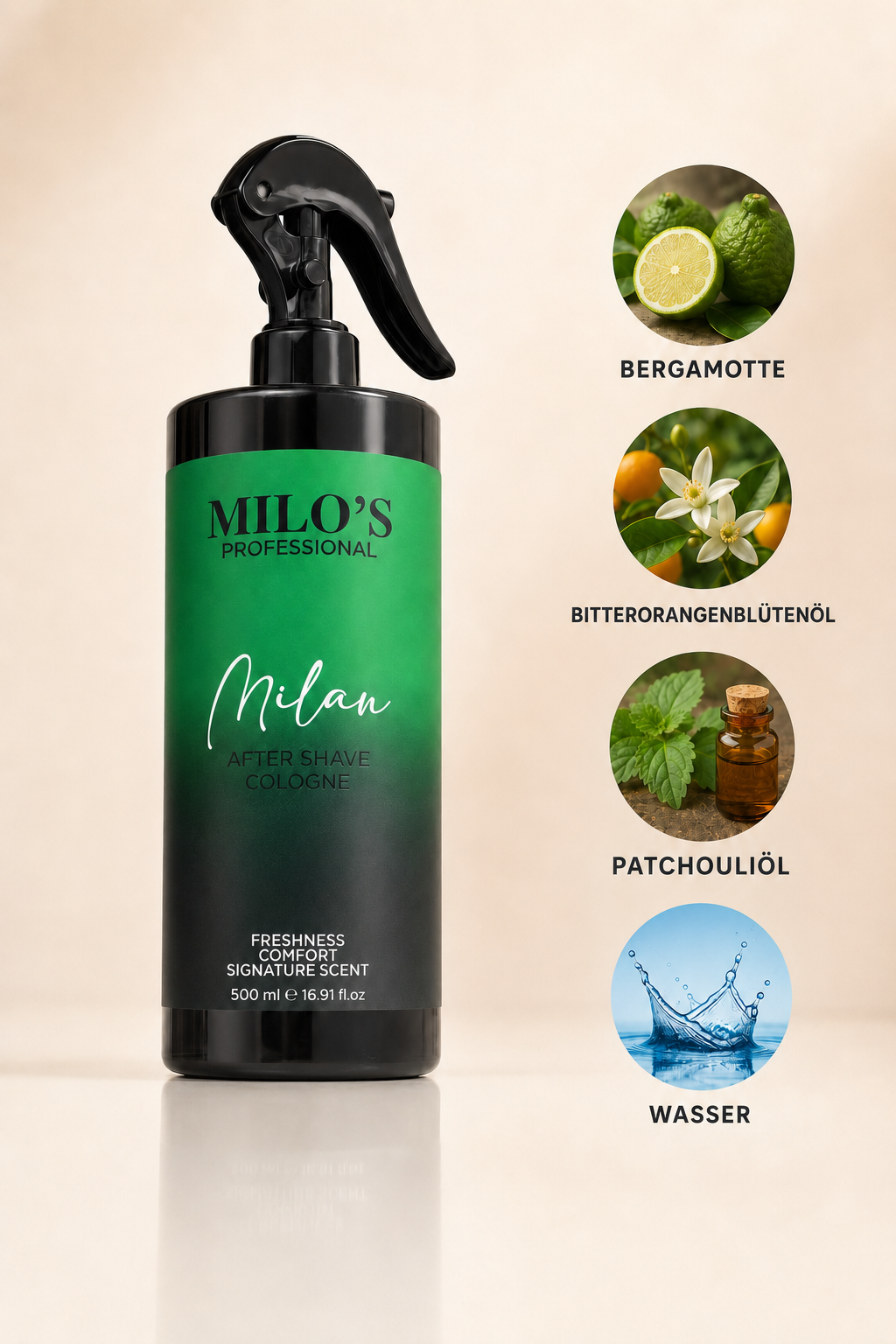 MILO'S Professional After Shave Cologne Milan 500 ml Spray