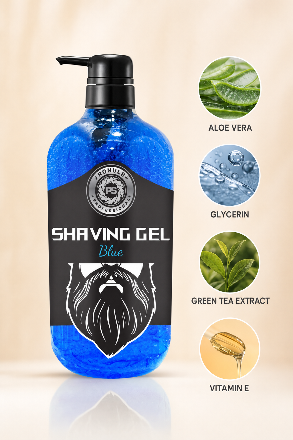 Rasiergel Blau RONULS 1L – Detailansicht