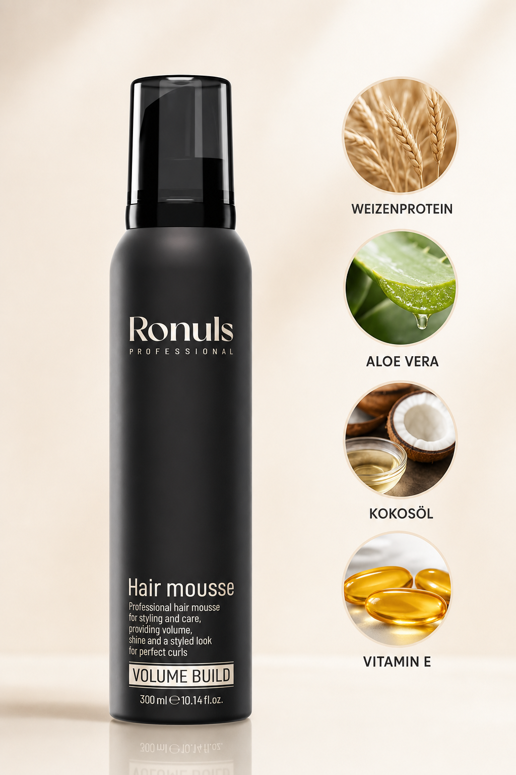 Schaumfestiger Hair Mousse RONULS 300ml – Detailansicht