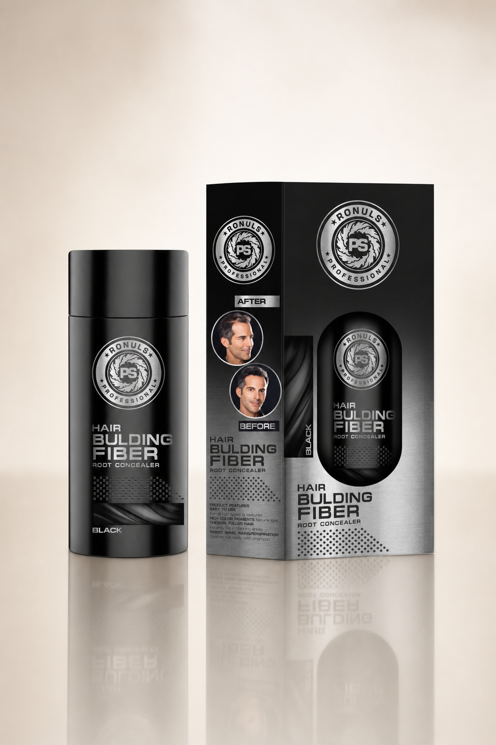 Streuhaar Fiber Haarauffüller Black RONULS 50g – Studioaufnahme
