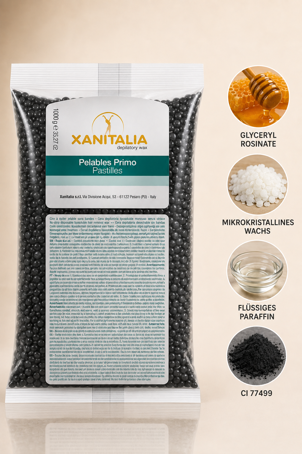 Xanitalia Heisswachs Perlen Italia Schwarz 1 kg